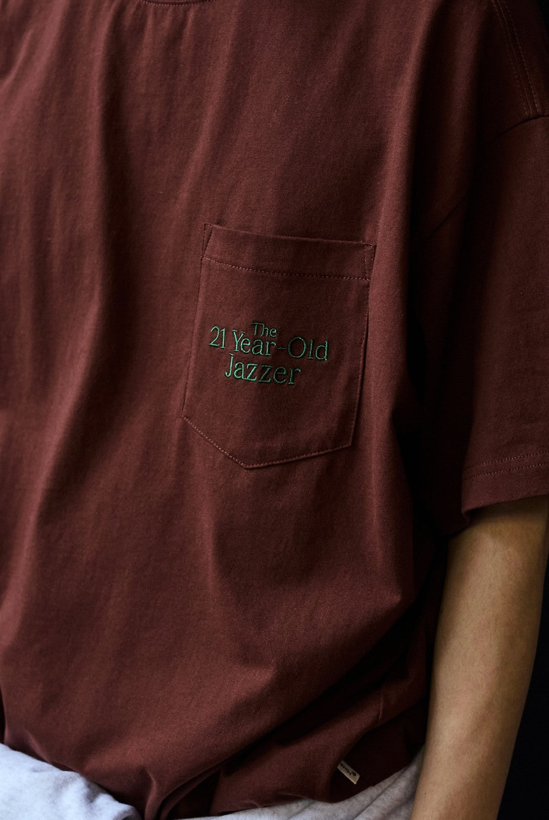 USAGE JZ Festival Graphic Cotton T Shirt in Brown - On Model