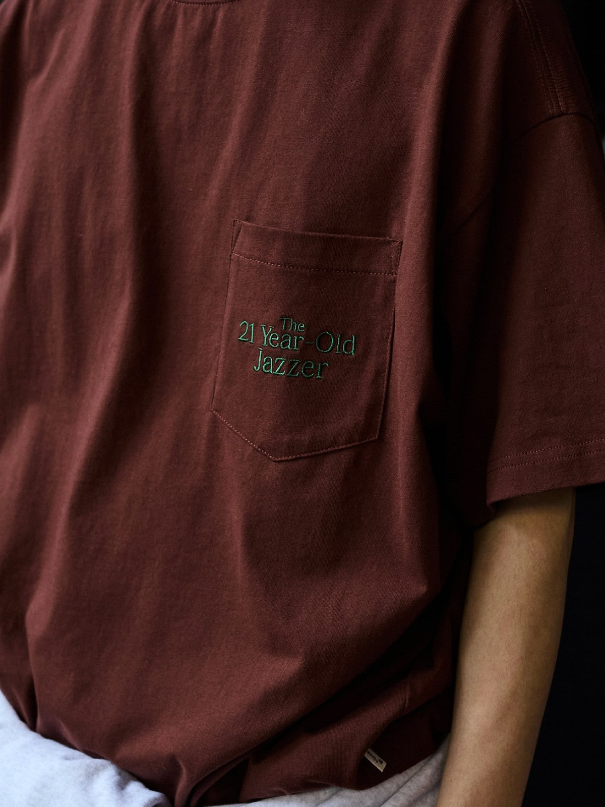 USAGE JZ Festival Graphic Cotton T Shirt in Brown - On Model