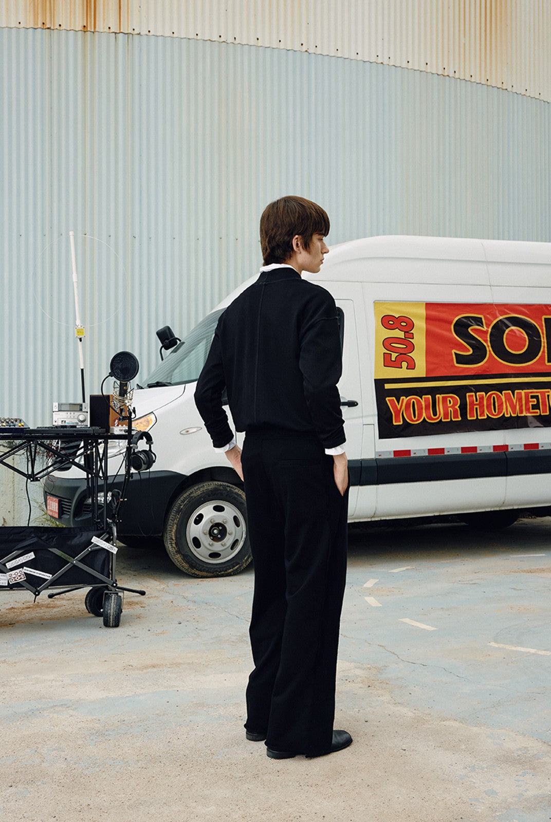 SOD Embroidered Mock Neck Top in Black - On Model