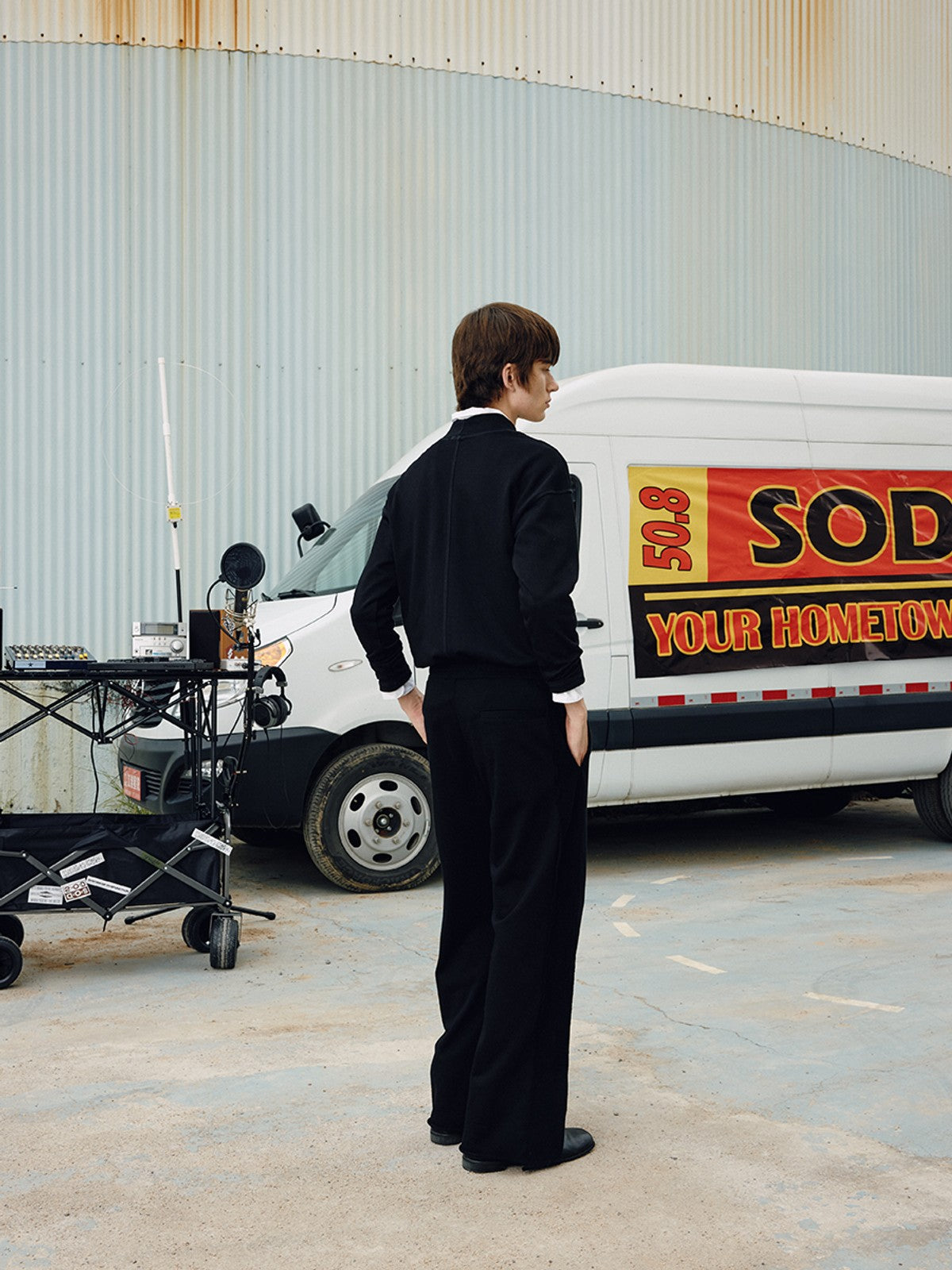 SOD Embroidered Mock Neck Top in Black - On Model