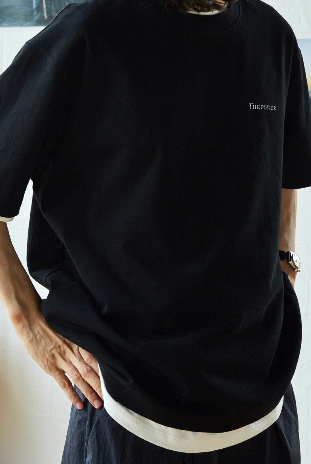 USAGE Vintage Photo Print Cotton T Shirt in Black - On Model