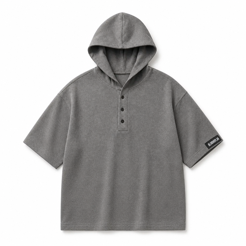 Mingstreet ASC launch still-life | BLINDNOPLAN | Hooded Short Sleeve Polo | Gray | crumple_regen_confirmed_2026-06-25