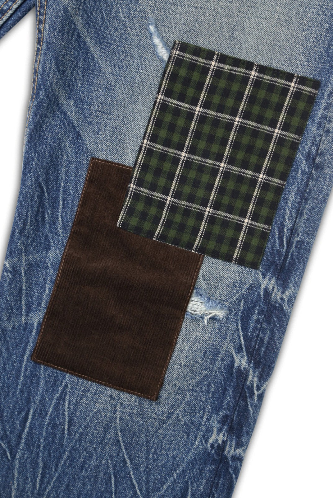 SOD Distressed Patchwork Jeans in Blue - Detail
