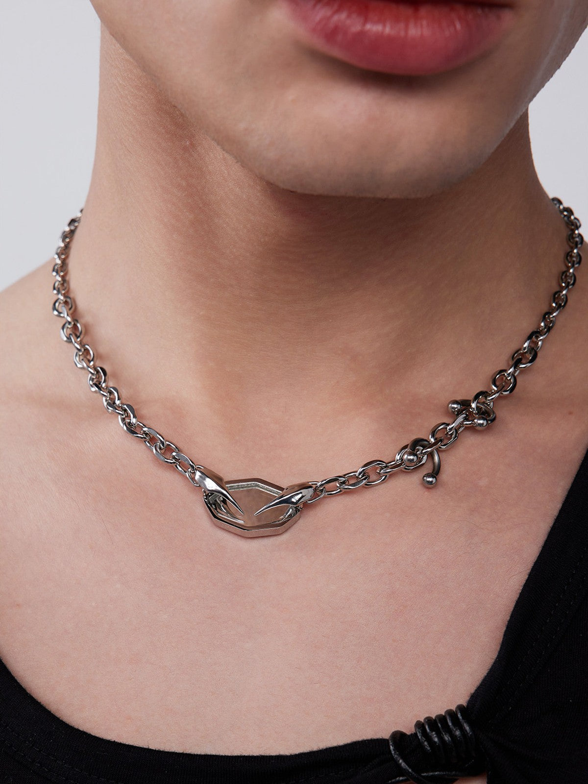 BLACKHEAD Panic Mirror Pendant Necklace in Silver - On Male Model