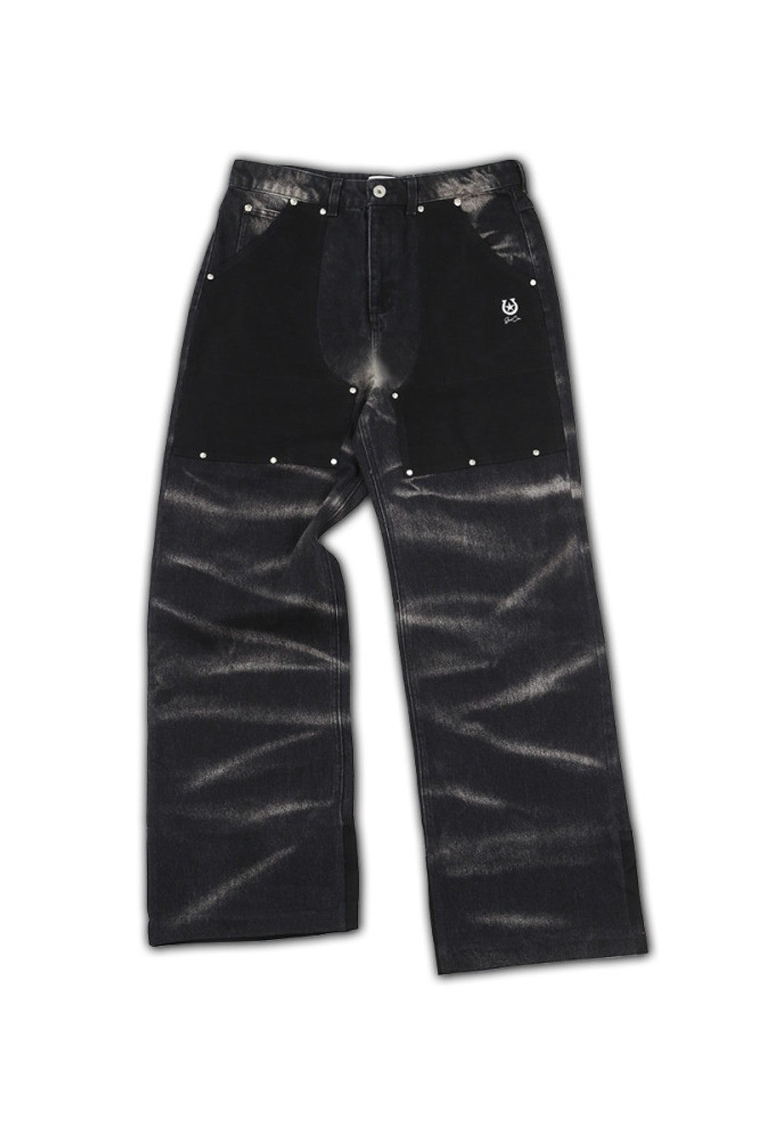 SOD Rivet Panel Micro Flare Jeans in Black