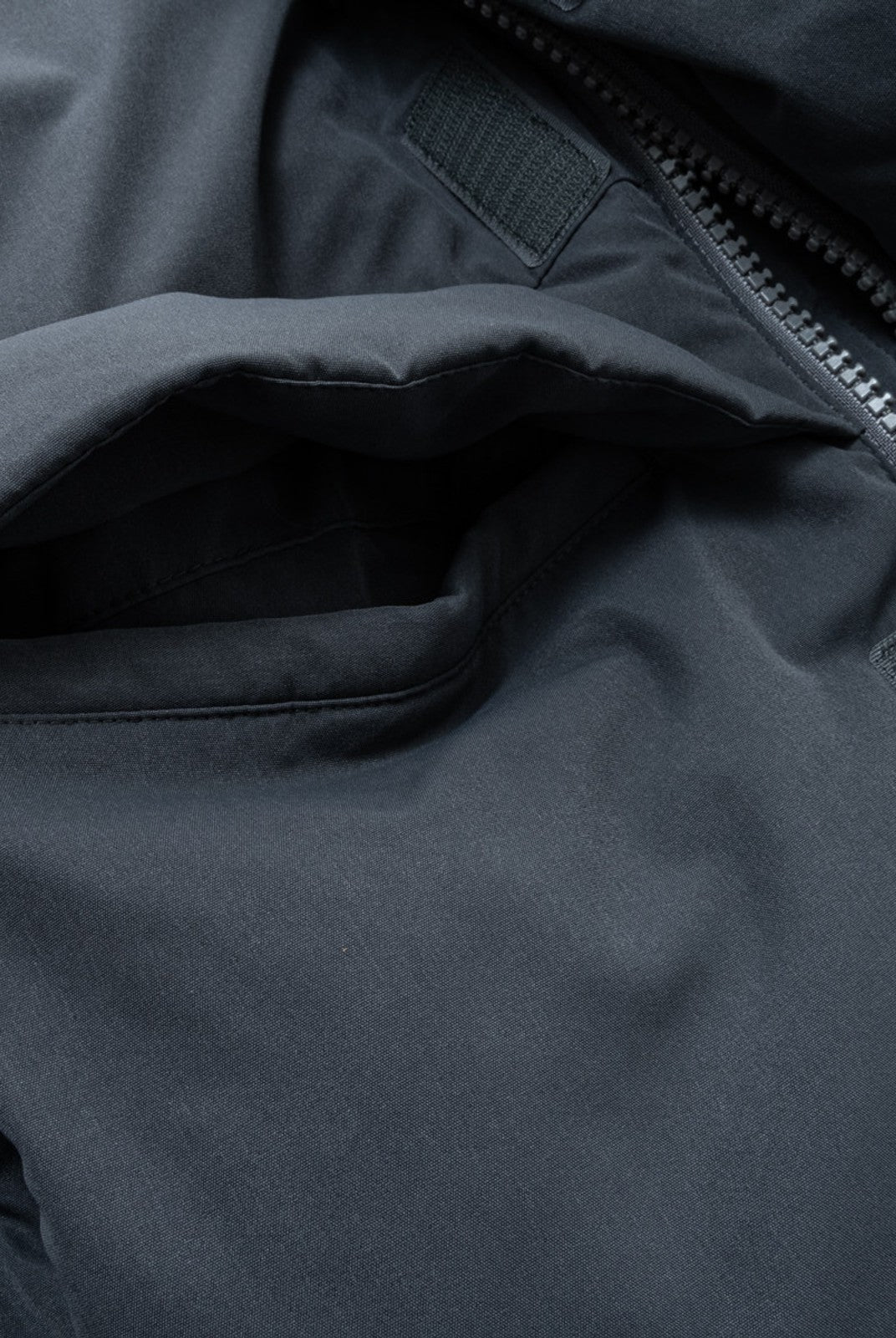SOD Mid Length Hooded Down Puffer in Black - Detail