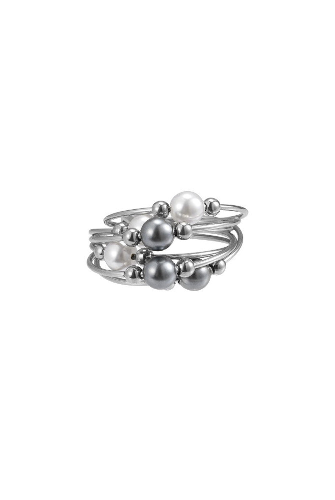 BLACKHEAD Entwined Pearl Steel Ring in Silver