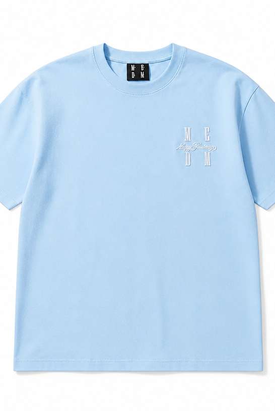 Mingstreet ASC launch still-life | MEDM | Tufted Logo Cotton T Shirt | Sky Blue | crumple_regen_confirmed_2026-06-25
