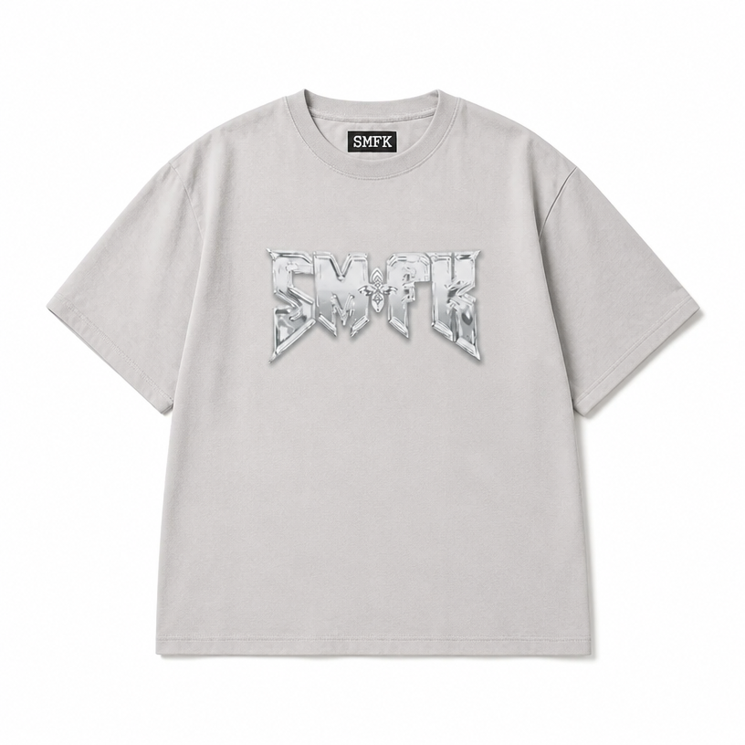 Mingstreet ASC launch still-life | SMFK | Metallic Logo Cotton T Shirt | Gray | crumple_regen_confirmed_2026-06-25