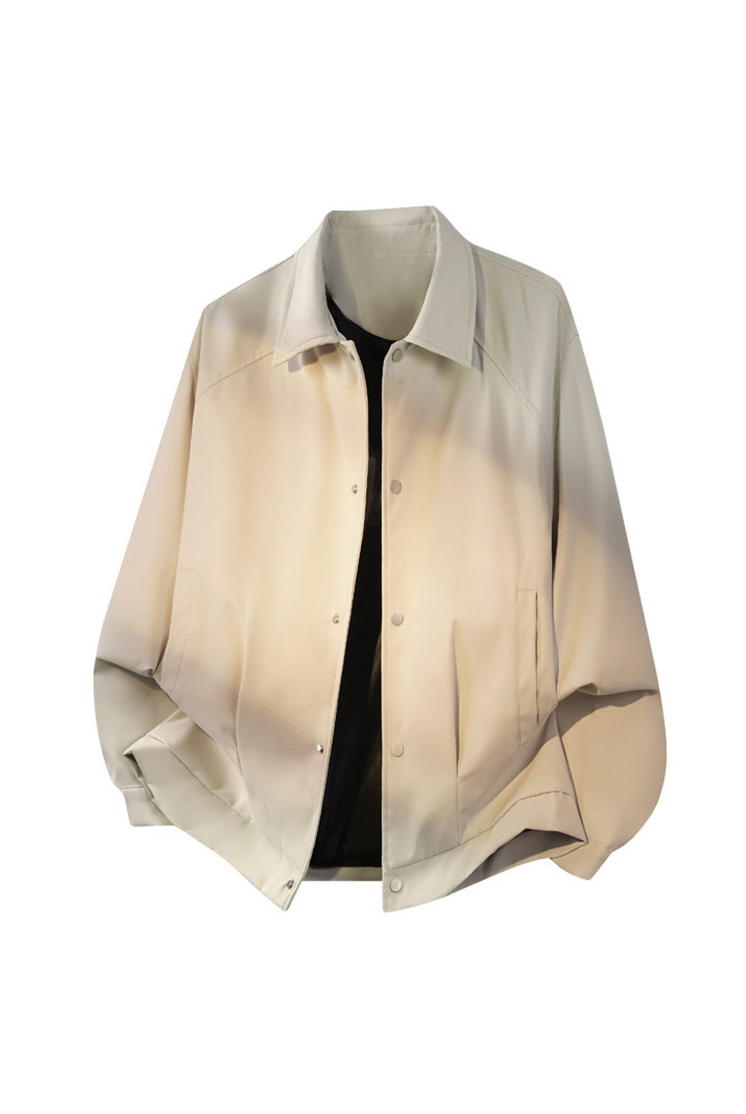 MEDM Collared Snap Front Jacket in Beige