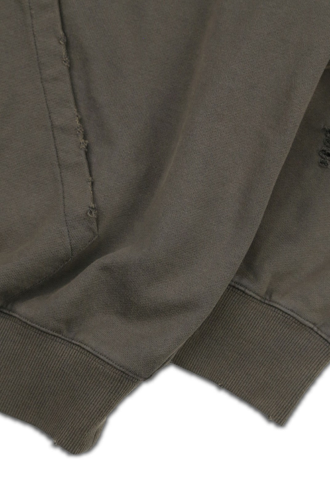 SOD Heavy Washed Distressed Hoodie in Green - Detail