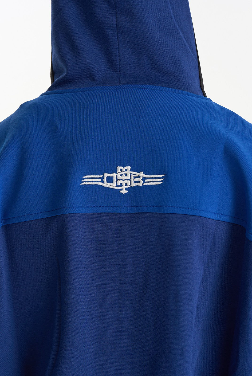 BLINDNOPLAN Hooded Colorblock Track Jacket in Blue - On Model