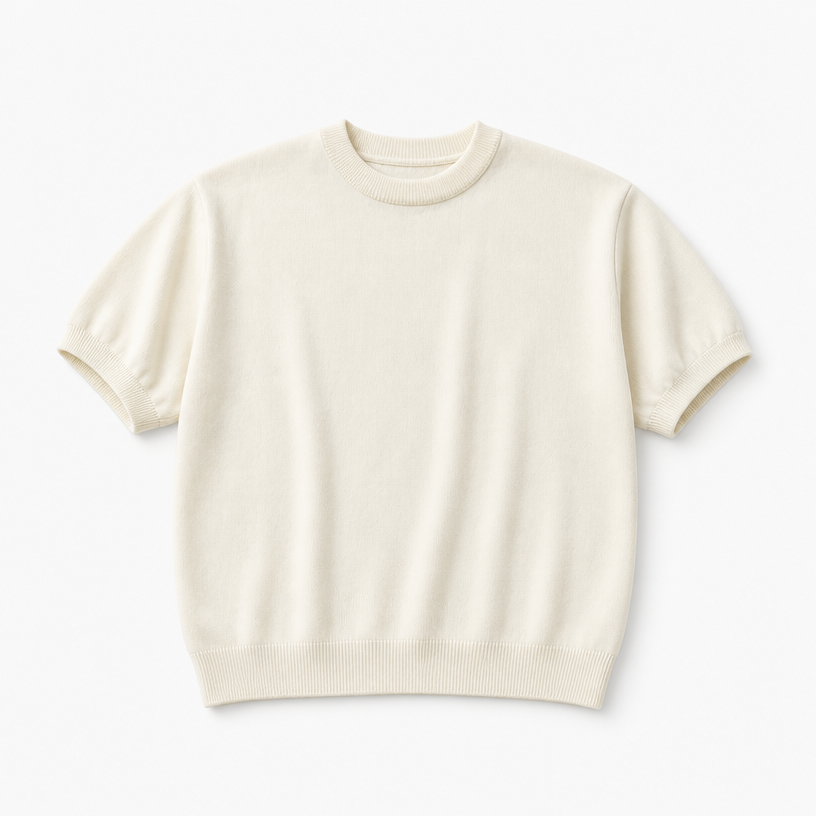 Mingstreet ASC launch still-life | JCAESAR STUDIO | Short Sleeve Knit Crewneck | Cream | crumple_regen_confirmed_2026-06-25