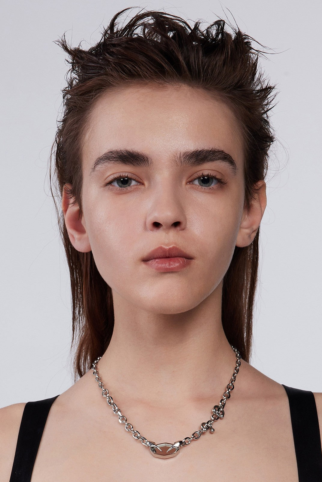 BLACKHEAD Panic Mirror Pendant Necklace in Silver - On Model