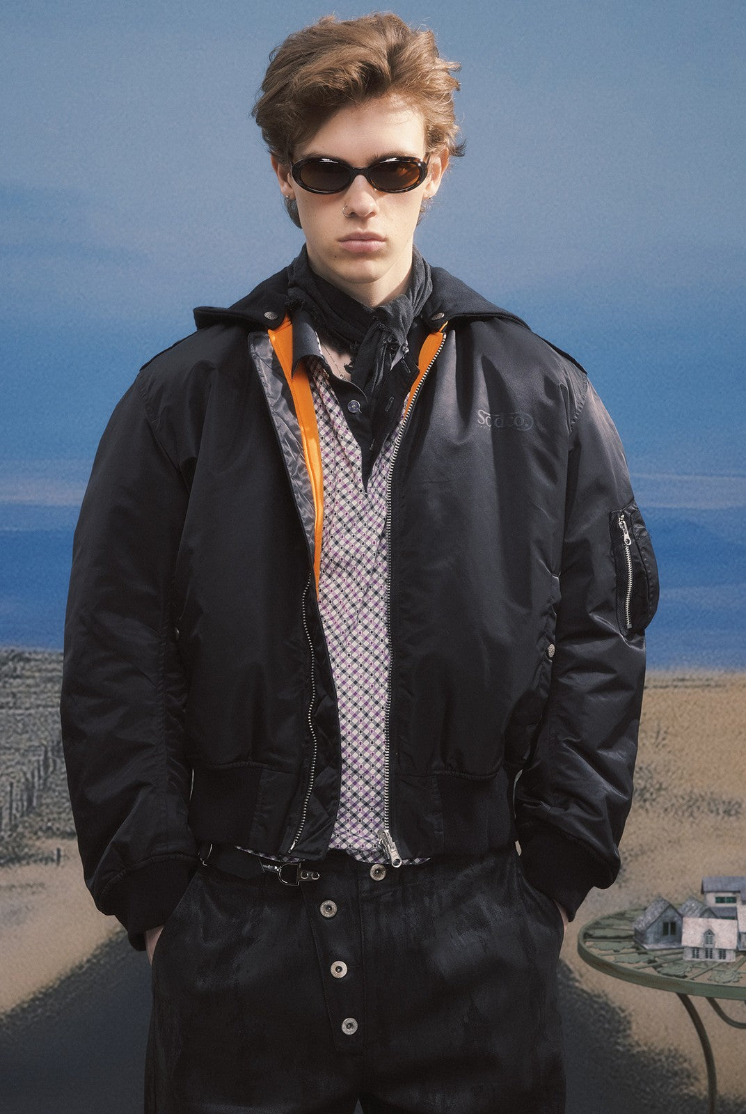 SOD Narcoleptic Hooded Bomber Jacket in Black - On Male Model