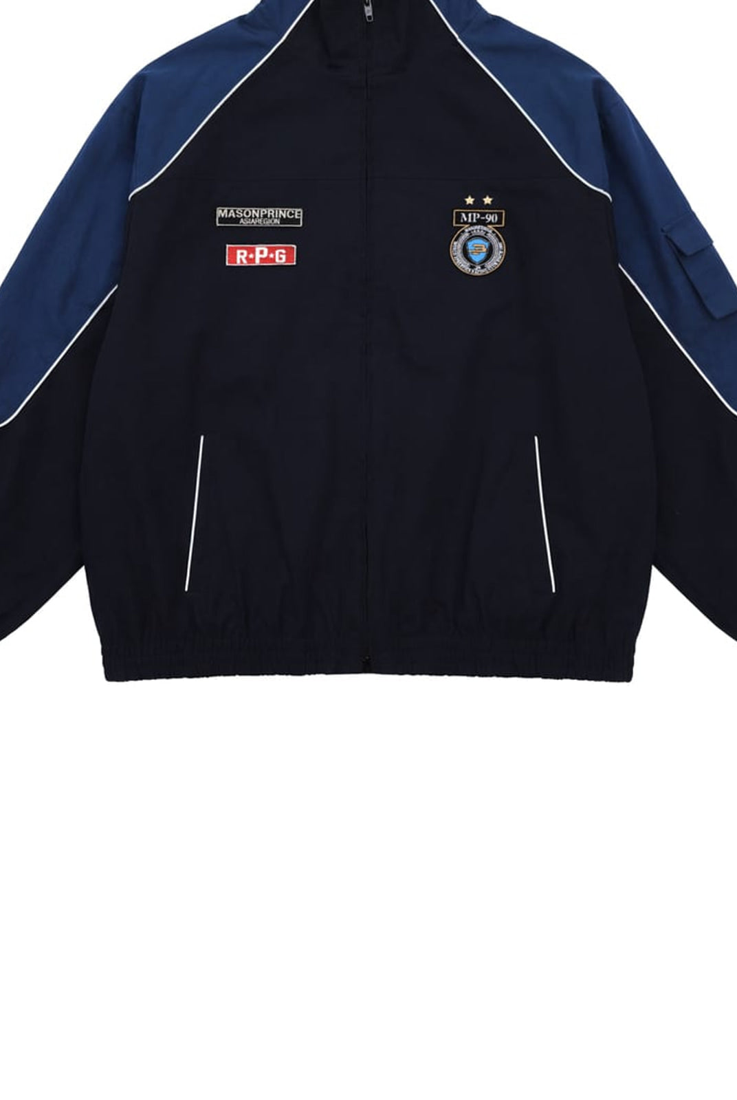 MASONPRINCE Color Block Badge Track Jacket in Blue
