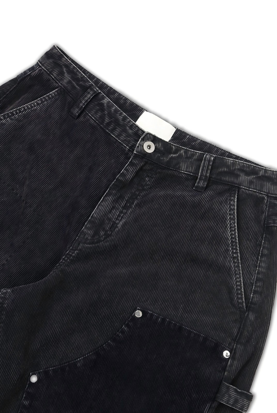 SOD Washed Corduroy Patchwork Logger Pants in Black - Detail