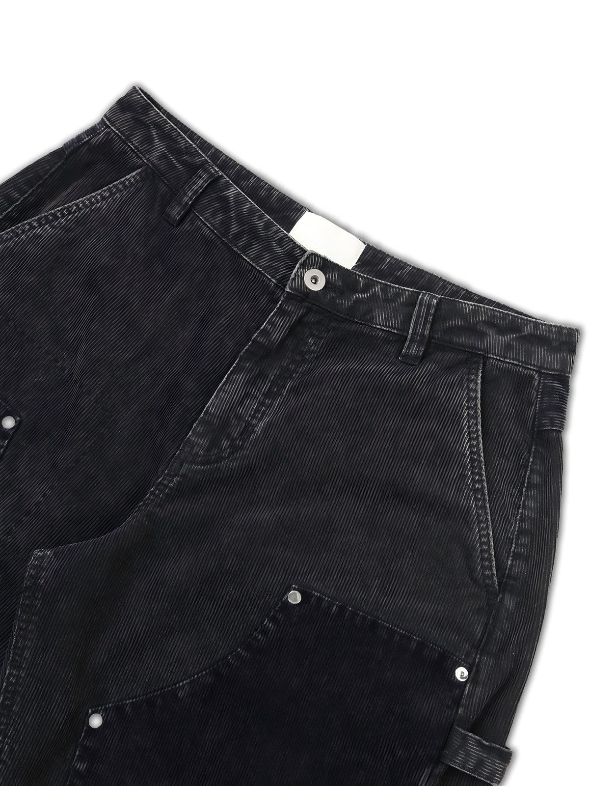 SOD Washed Corduroy Patchwork Logger Pants in Black - Detail