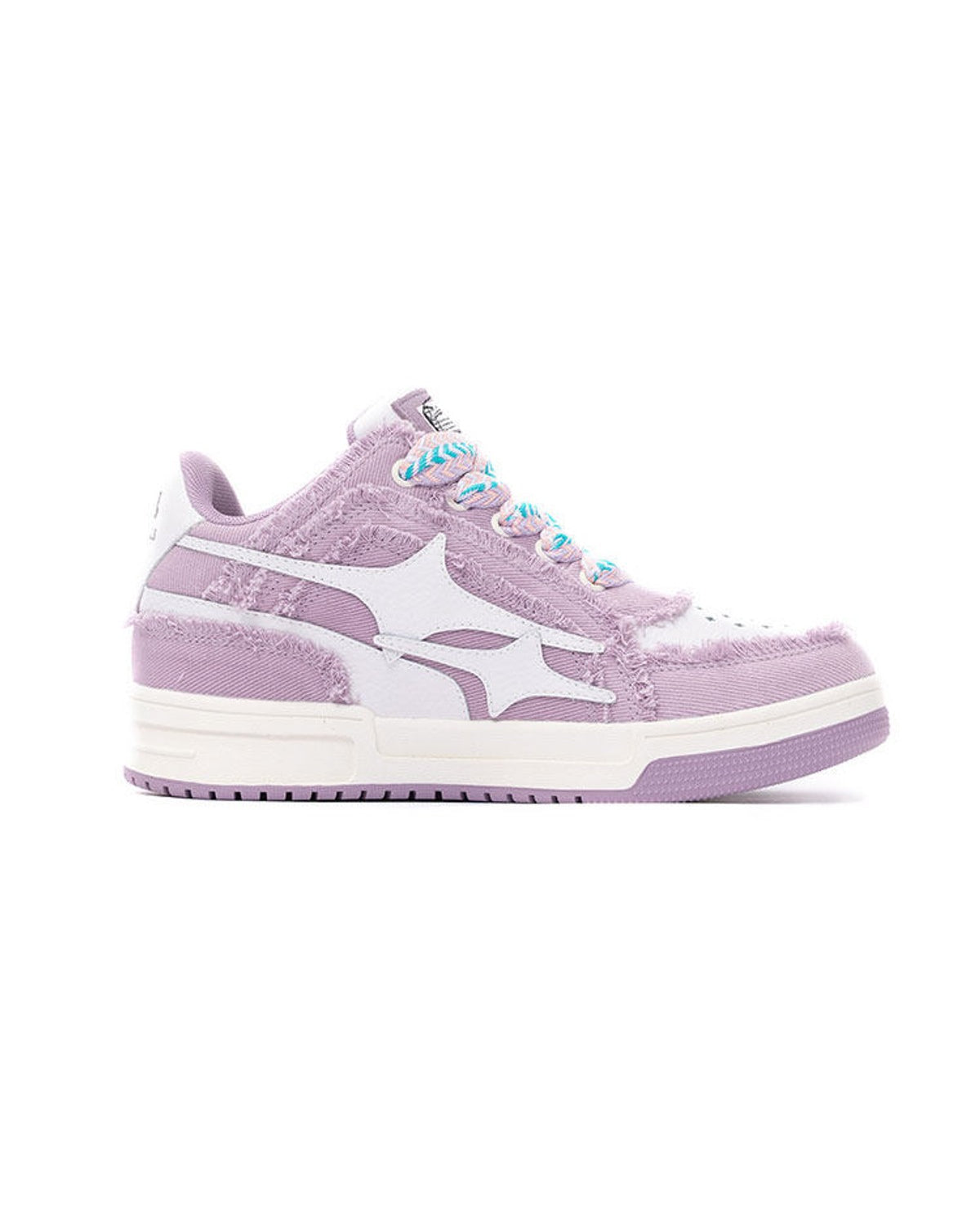 KILLWINNER Distressed Denim Low Top Sneakers in Purple