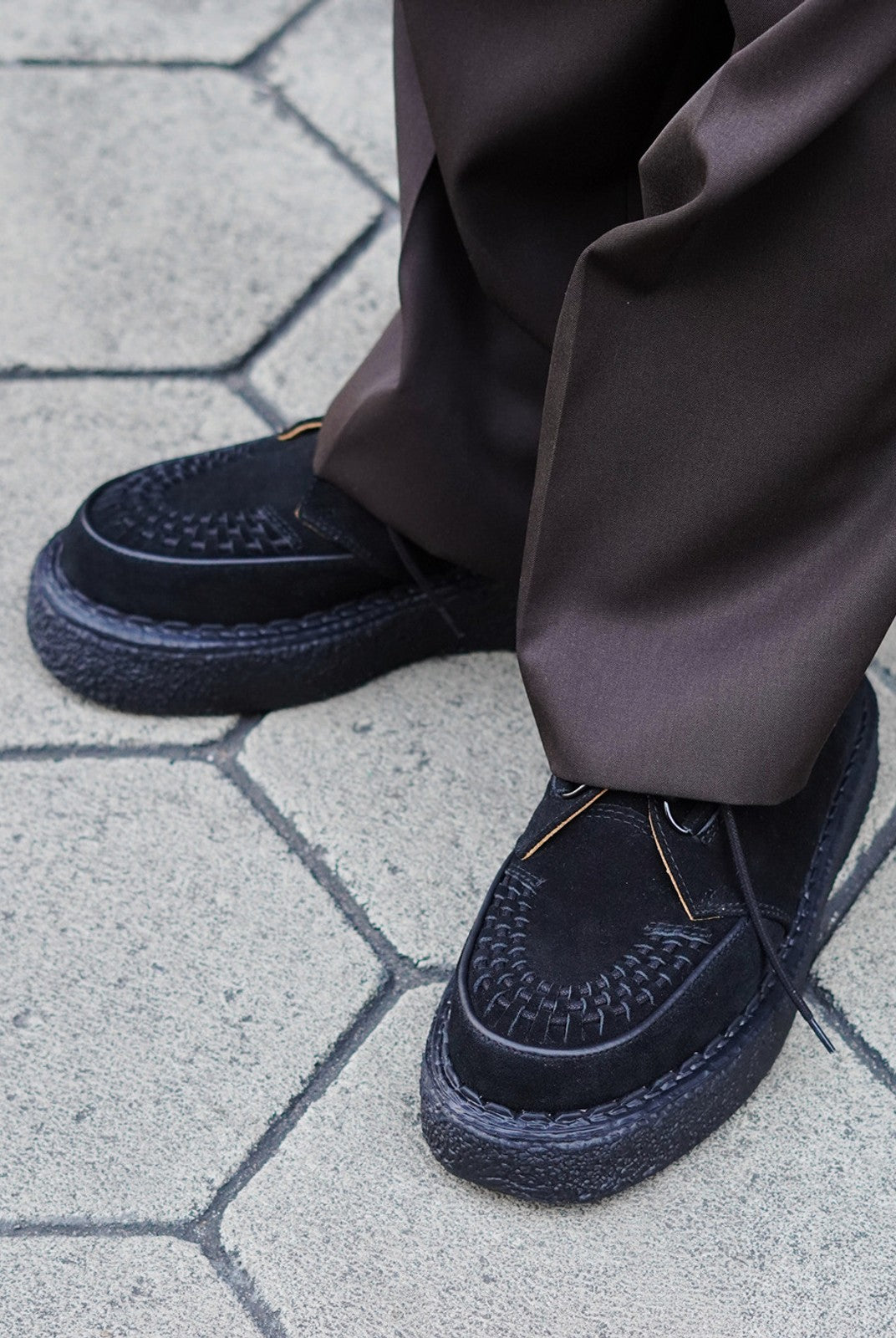 SOD Woven Suede Platform Sneakers in Black - On Model