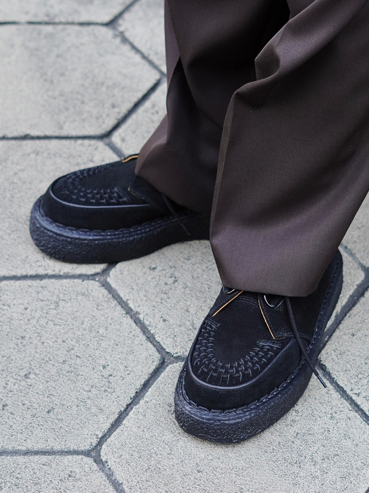 SOD Woven Suede Platform Sneakers in Black - On Model