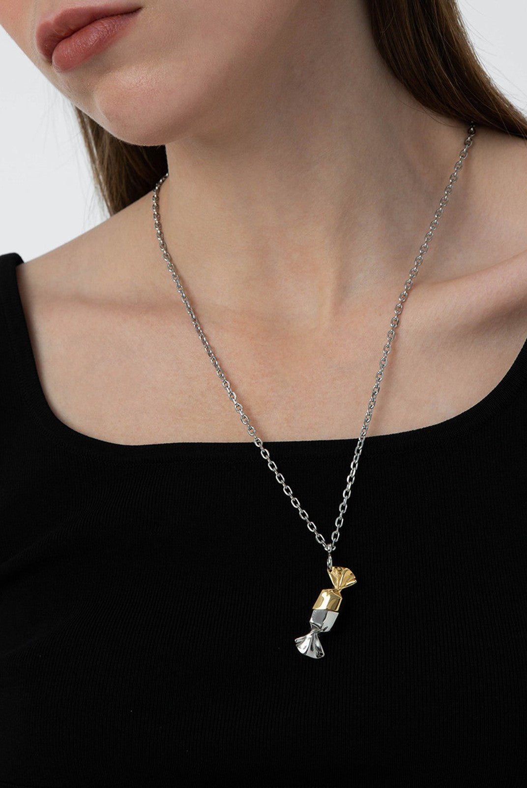BLACKHEAD Magnetic Candy Pendant Necklace in Gold - On Female Model