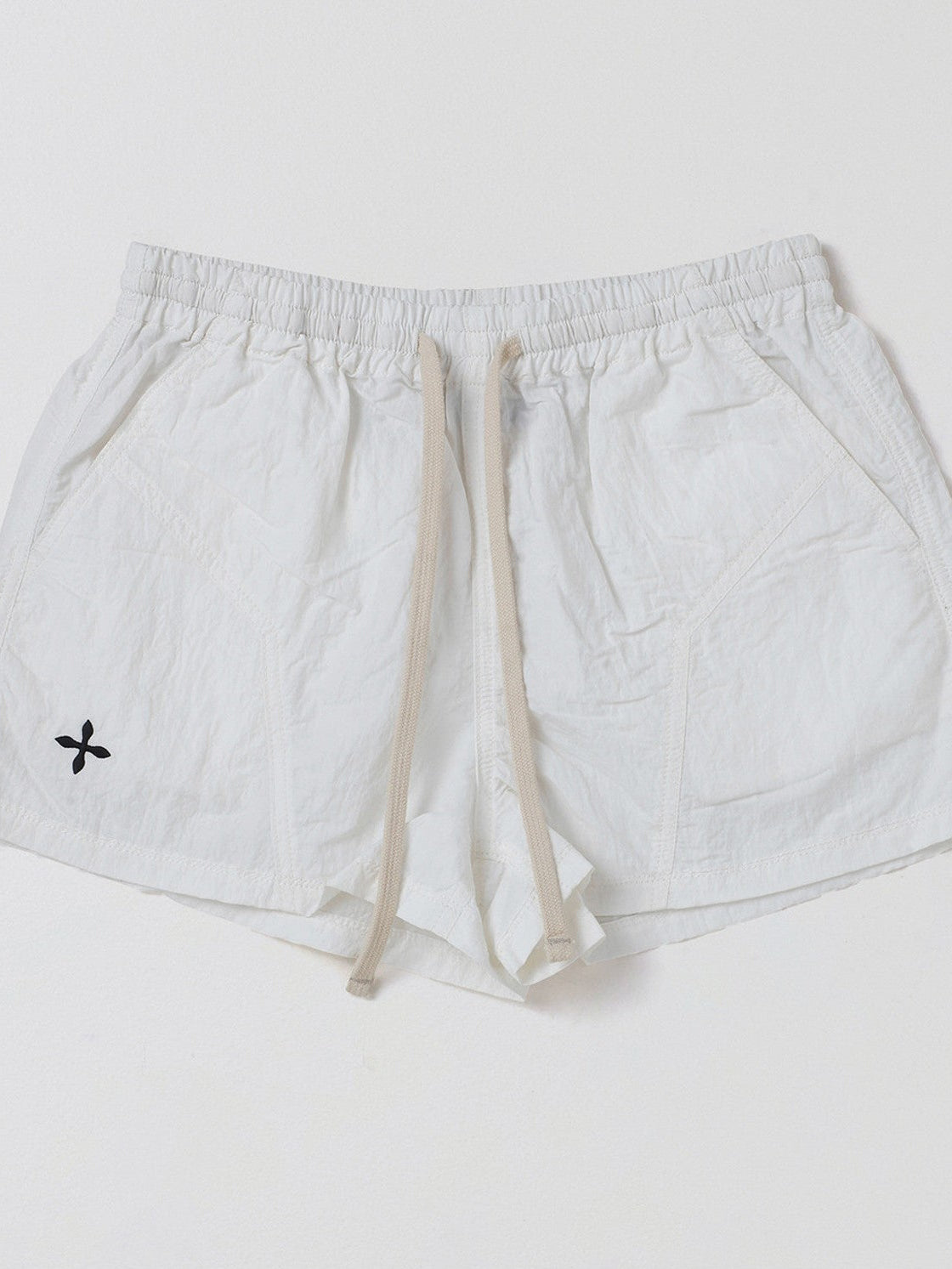 SMFK Lightweight Drawstring Track Shorts in White