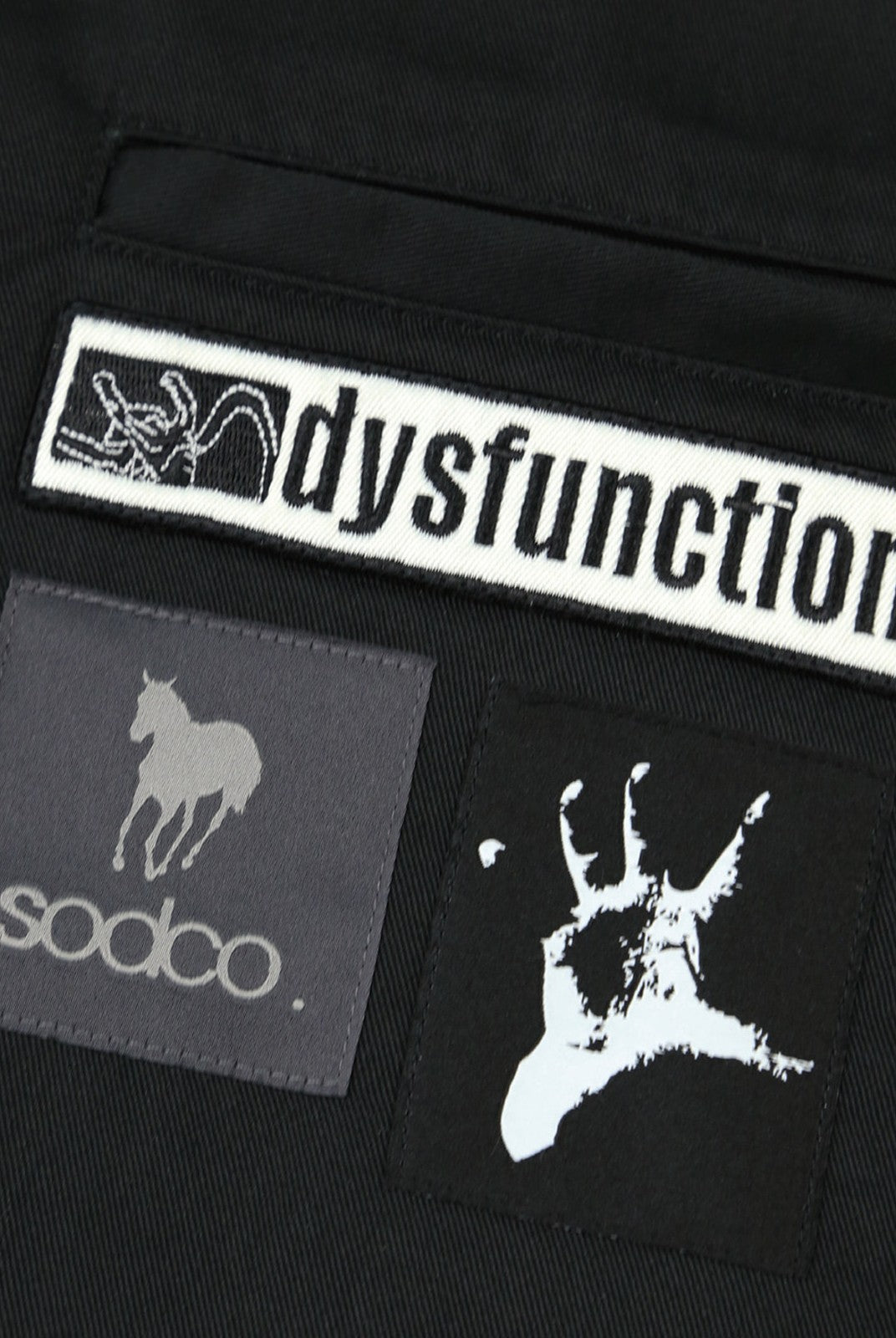 SOD Layered Sleeve Zip Up Shirt Jacket in Black - Detail