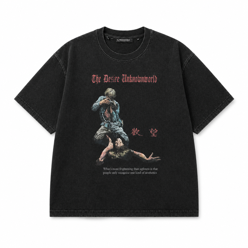 Mingstreet ASC launch still-life | UNKNOWNWORLD | Washed Distressed Graphic T Shirt | Black | crumple_regen_confirmed_2026-06-25