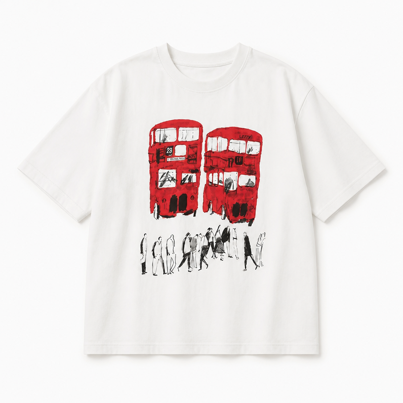 Mingstreet ASC launch still-life | JCAESAR STUDIO | Red Bus Print Short Sleeve T Shirt | White | crumple_regen_confirmed_2026-06-25