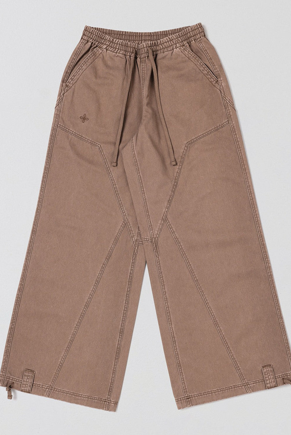 SMFK Wide Leg Cotton Cargo Sweatpants in Brown