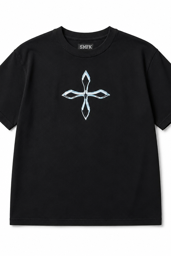 Mingstreet ASC launch still-life | SMFK | Cross Graphic Cotton T Shirt | Black | crumple_regen_confirmed_2026-06-25