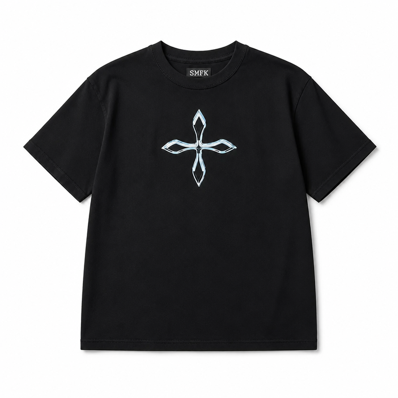 Mingstreet ASC launch still-life | SMFK | Cross Graphic Cotton T Shirt | Black | crumple_regen_confirmed_2026-06-25