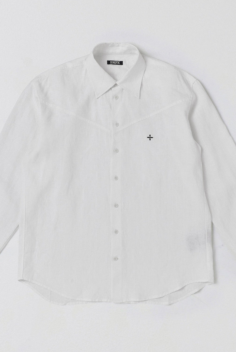 SMFK Long Sleeve Linen Button Down in White