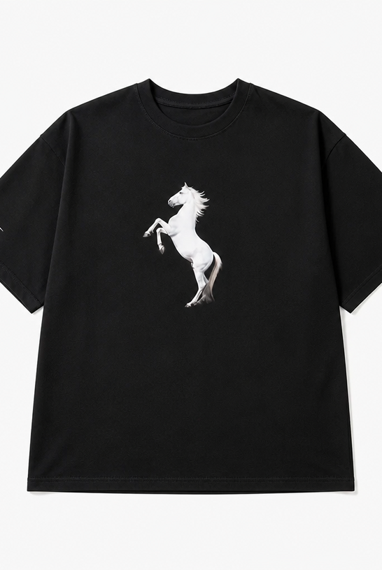 Mingstreet ASC launch still-life | SMFK | Heavyweight Cotton Horse Print T Shirt | Black | crumple_regen_confirmed_2026-06-25