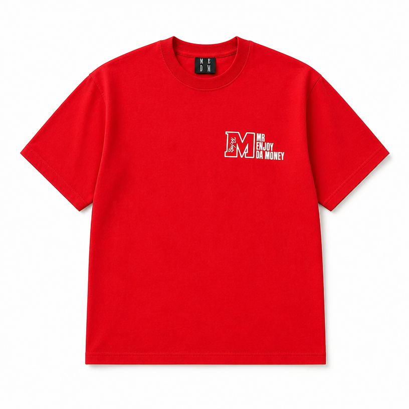 Mingstreet ASC launch still-life | MEDM | Half Sleeve Cotton Logo T Shirt | Red | crumple_regen_confirmed_2026-06-25