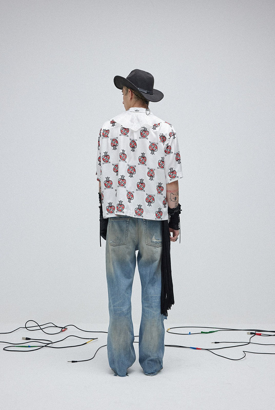 SOD Sacred Heart Rayon Hawaiian Shirt in White - On Model