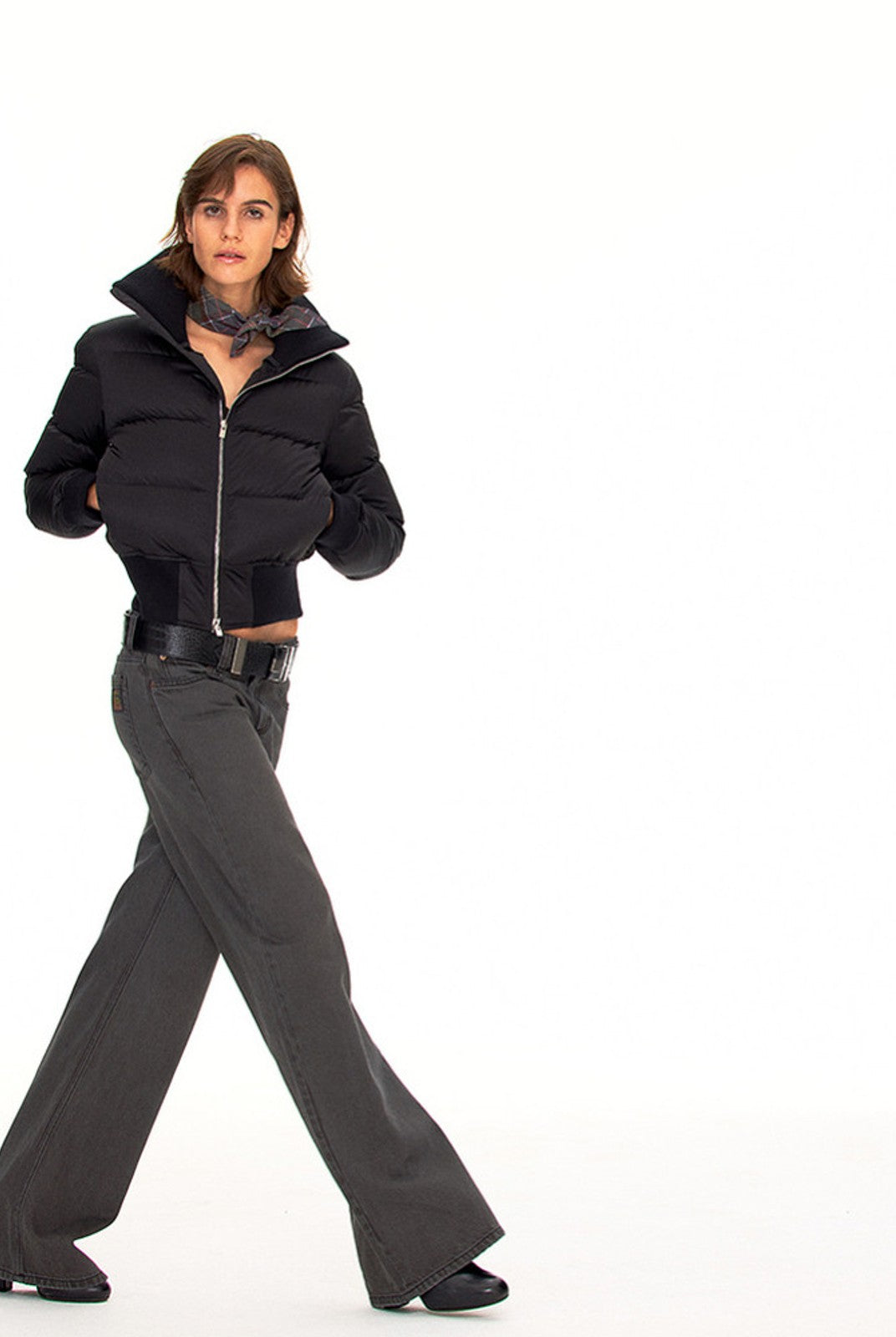 FaxCopyExpress Vintage Wash Gray Jeans in Gray - On Female Model