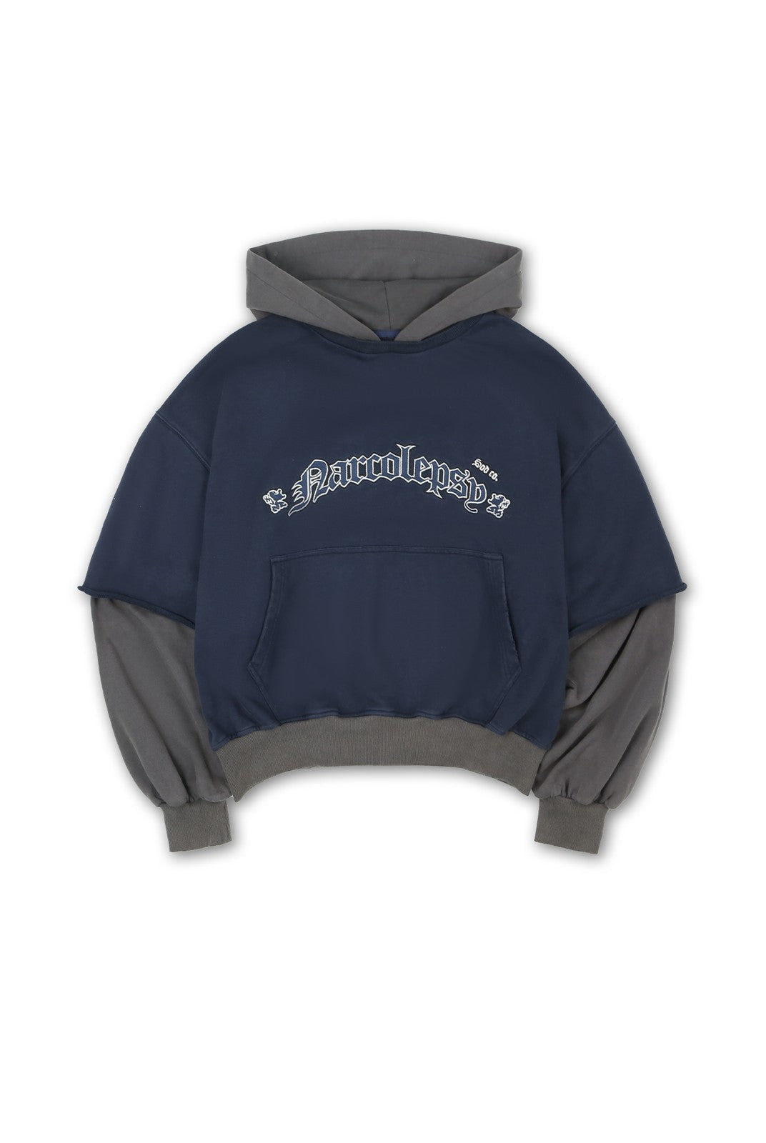 SOD Distressed Layered Effect Hoodie in Blue