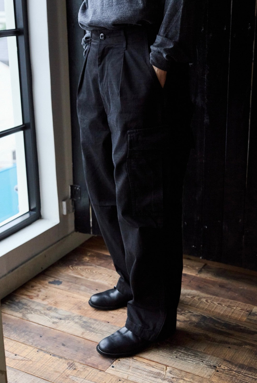 USAGE Heavyweight Ripstop M51 Cargo Pants in Black - On Model