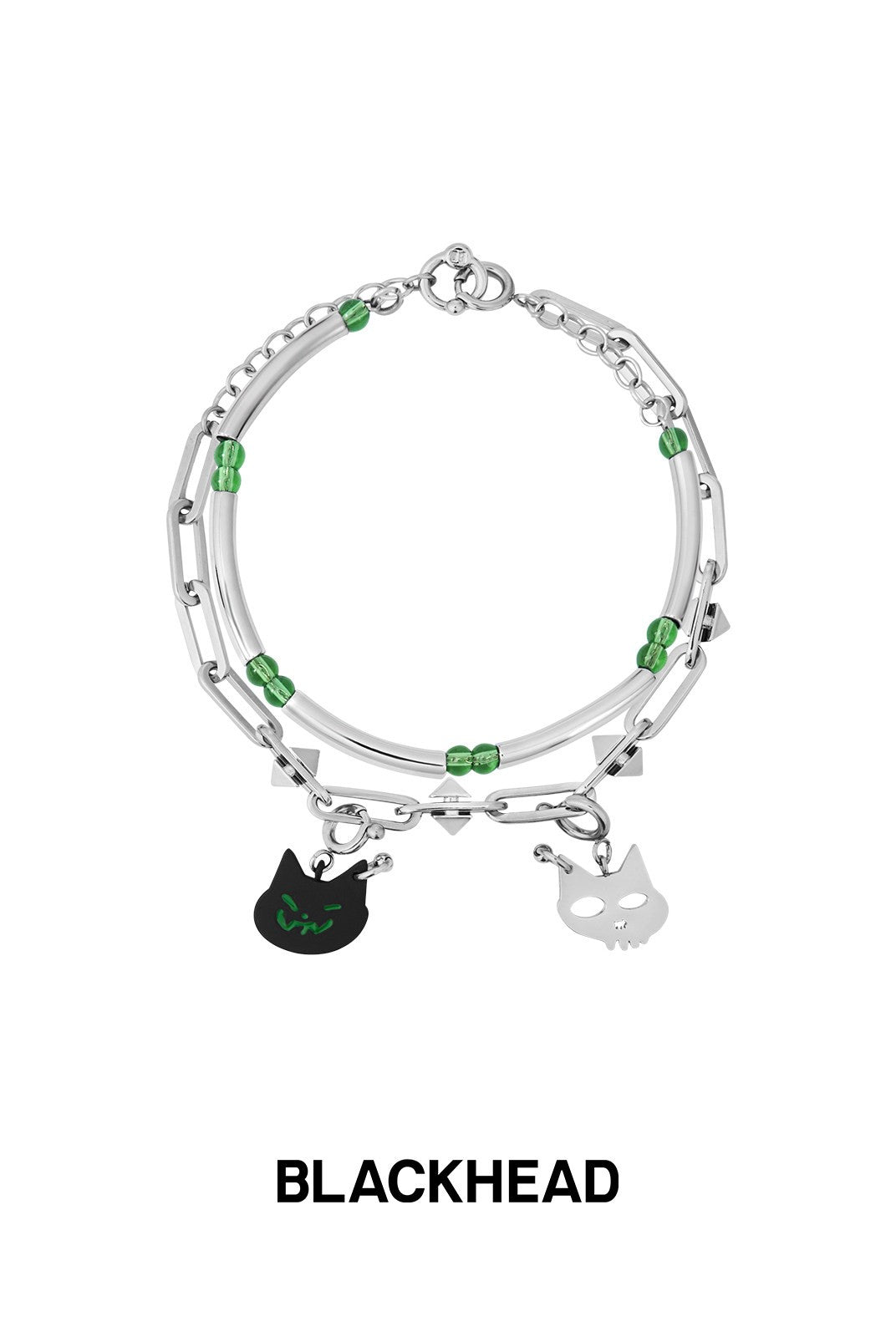 BLACKHEAD Double Layer Cat Charm Bracelet in Silver