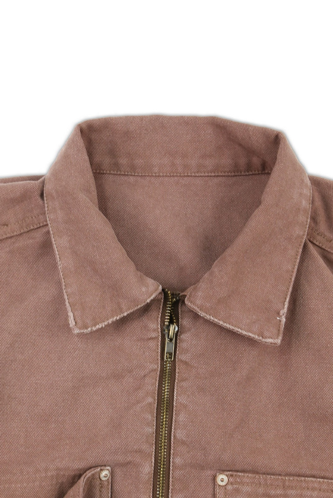 SOD Distressed Cotton Lumberjack Jacket in Red - Detail