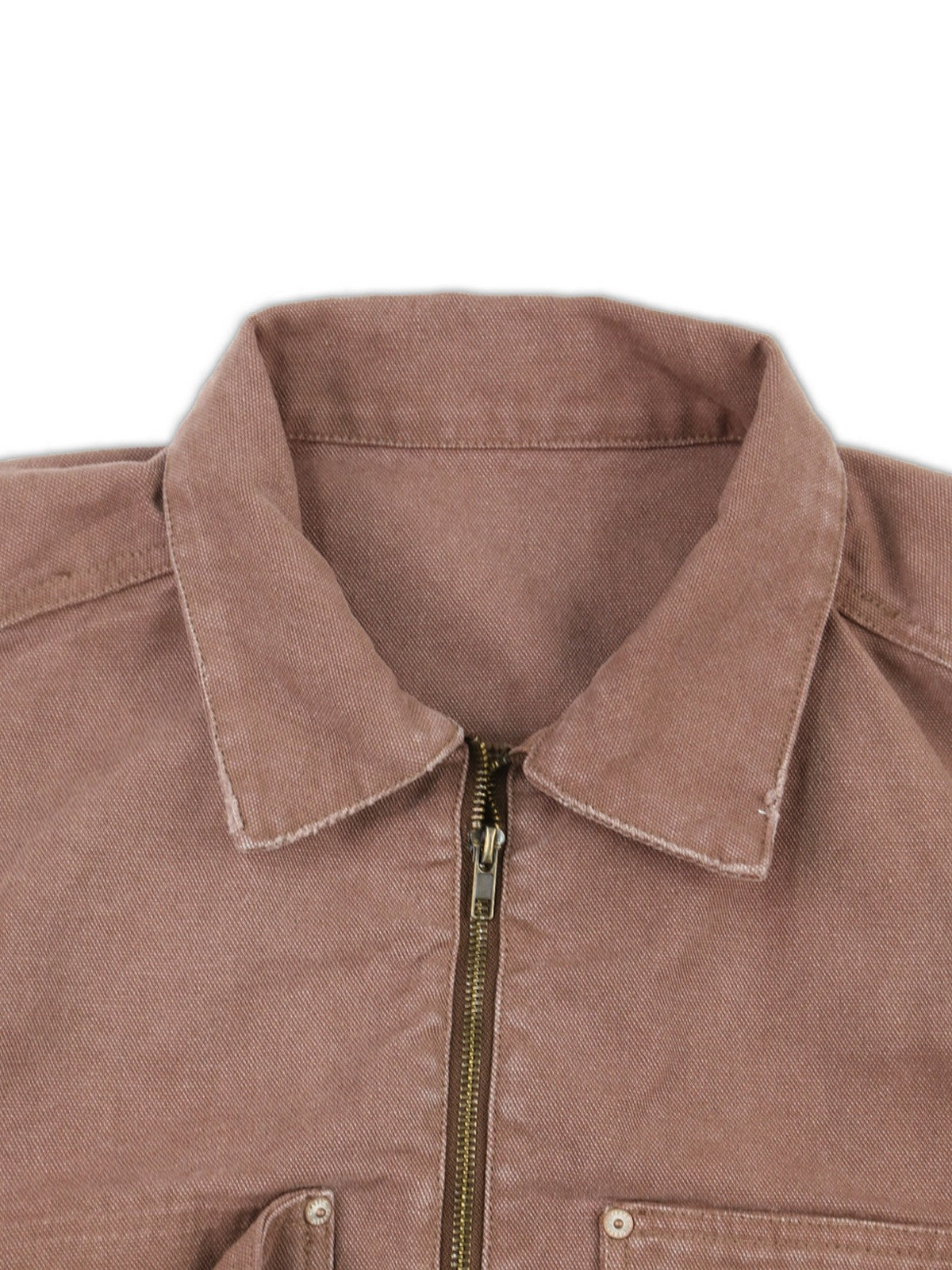 SOD Distressed Cotton Lumberjack Jacket in Red - Detail