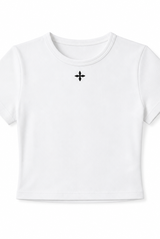 Mingstreet ASC launch still-life | SMFK | Cropped Ribbed Short Sleeve T Shirt | White | crumple_regen_confirmed_2026-06-25