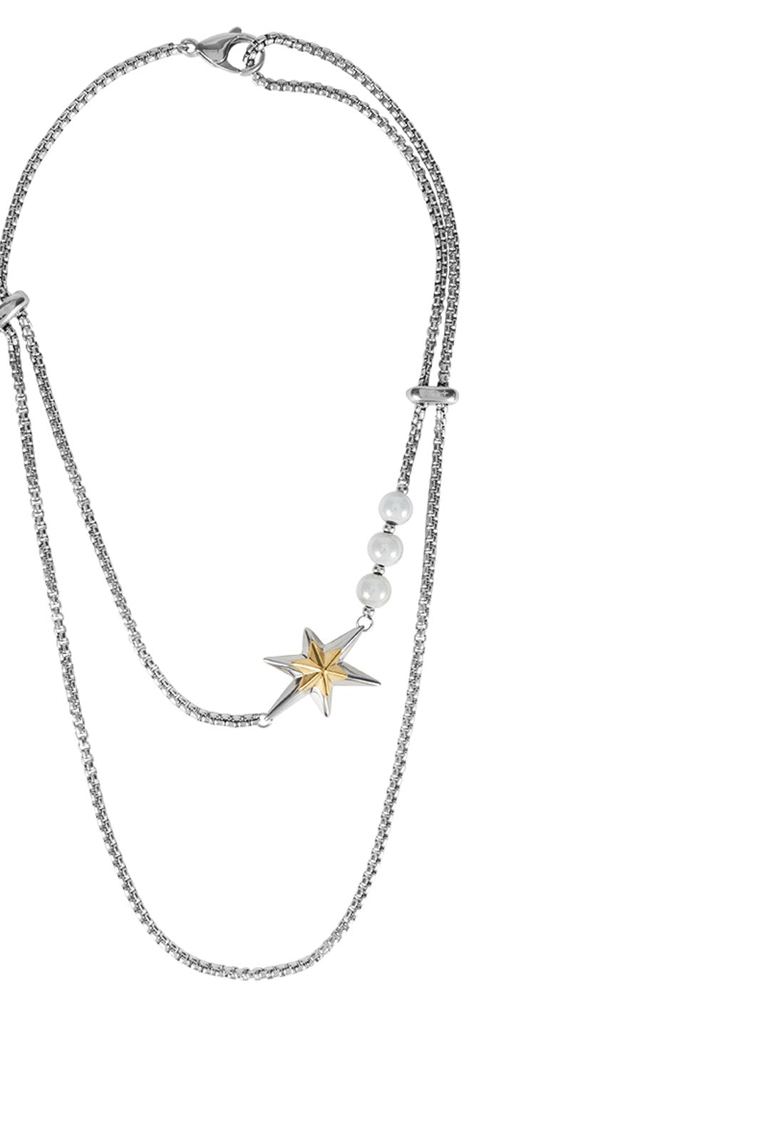 BLACKHEAD Star Pendant Pearl Layered Necklace in Gray