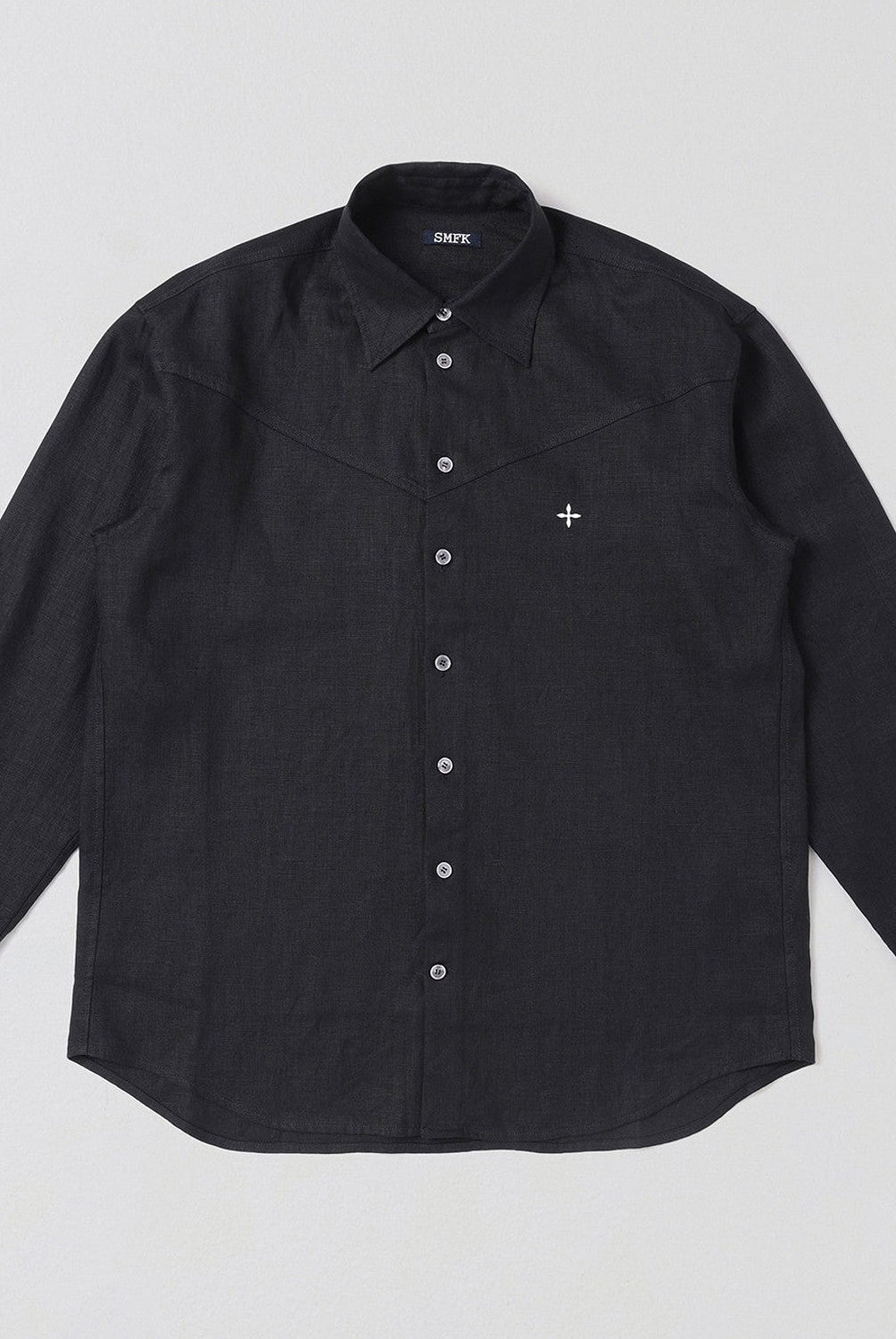SMFK Long Sleeve Linen Button Down in Black