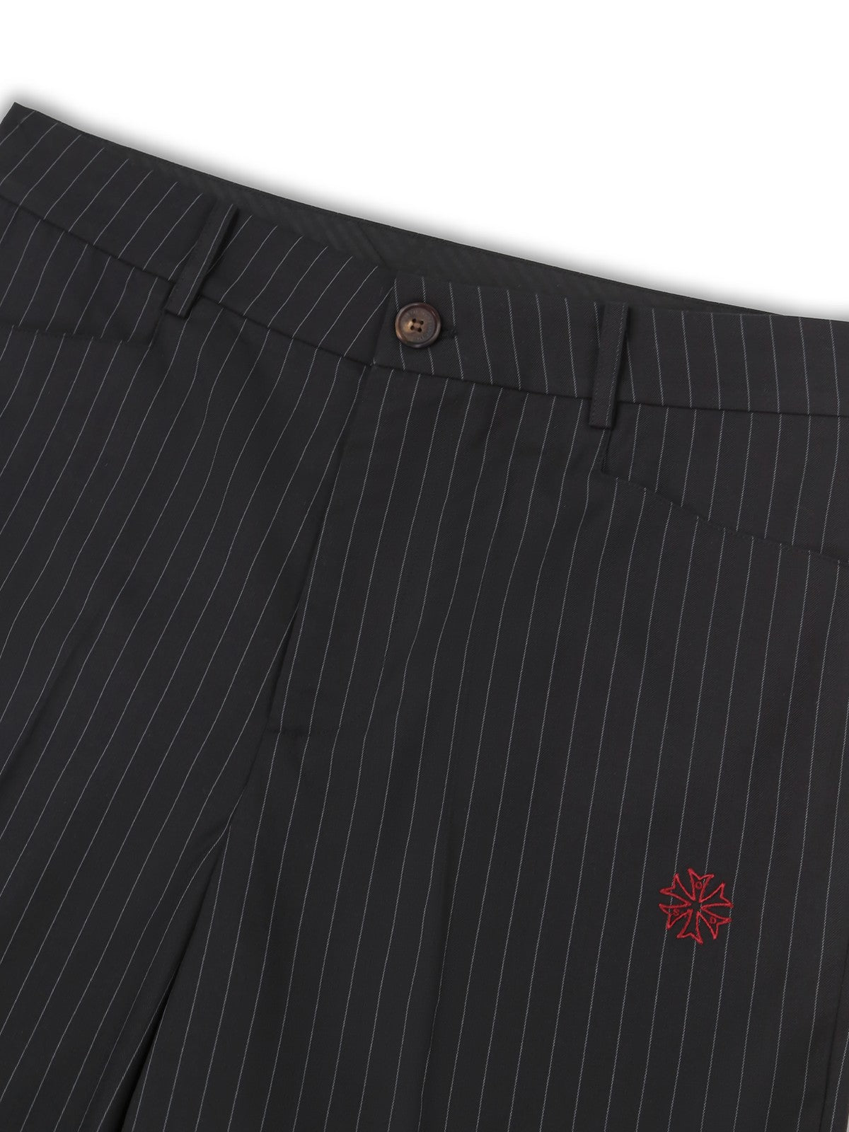SOD Melvins Embroidered Pinstripe Trousers in Black - Detail