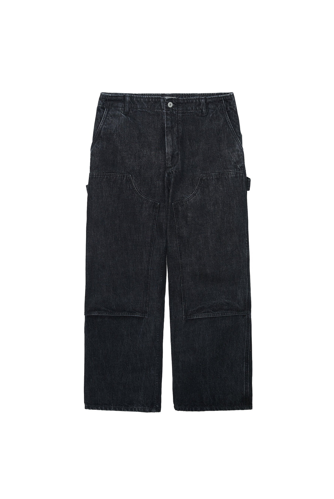 USAGE Washed Denim Double Knee Trousers in Black