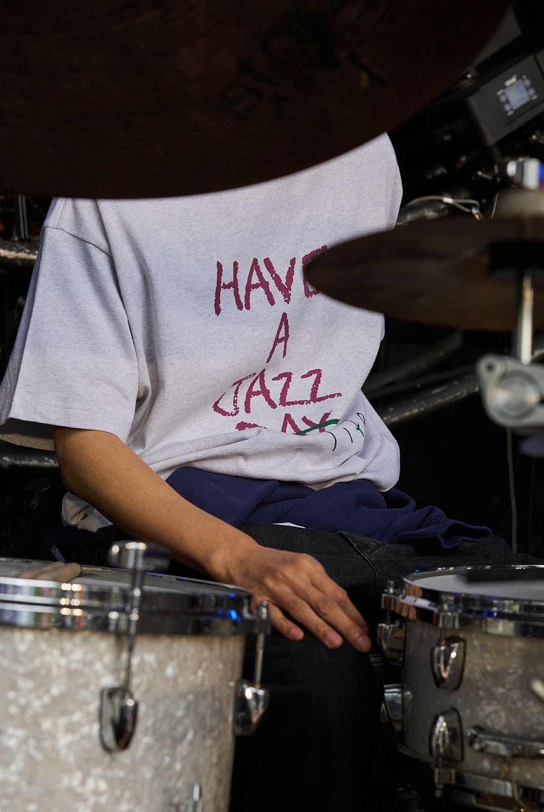 USAGE JZ Festival Graphic Cotton T Shirt in Heather Gray - On Model
