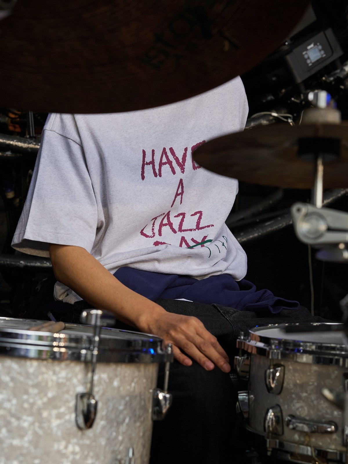 USAGE JZ Festival Graphic Cotton T Shirt in Heather Gray - On Model